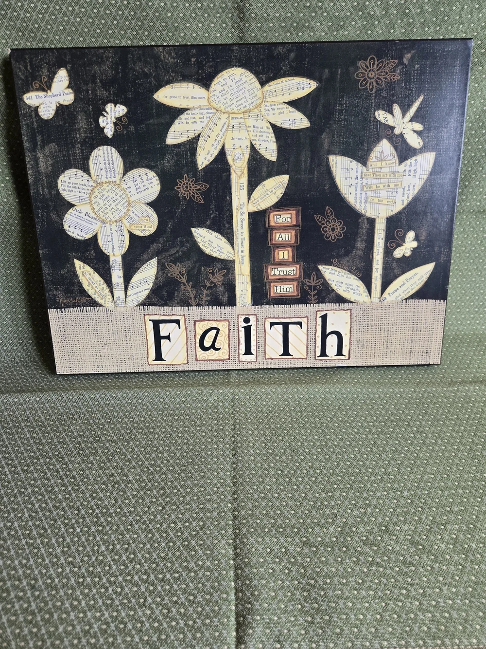 Music Sheet Flower Wall Art With Faith Based Sayings